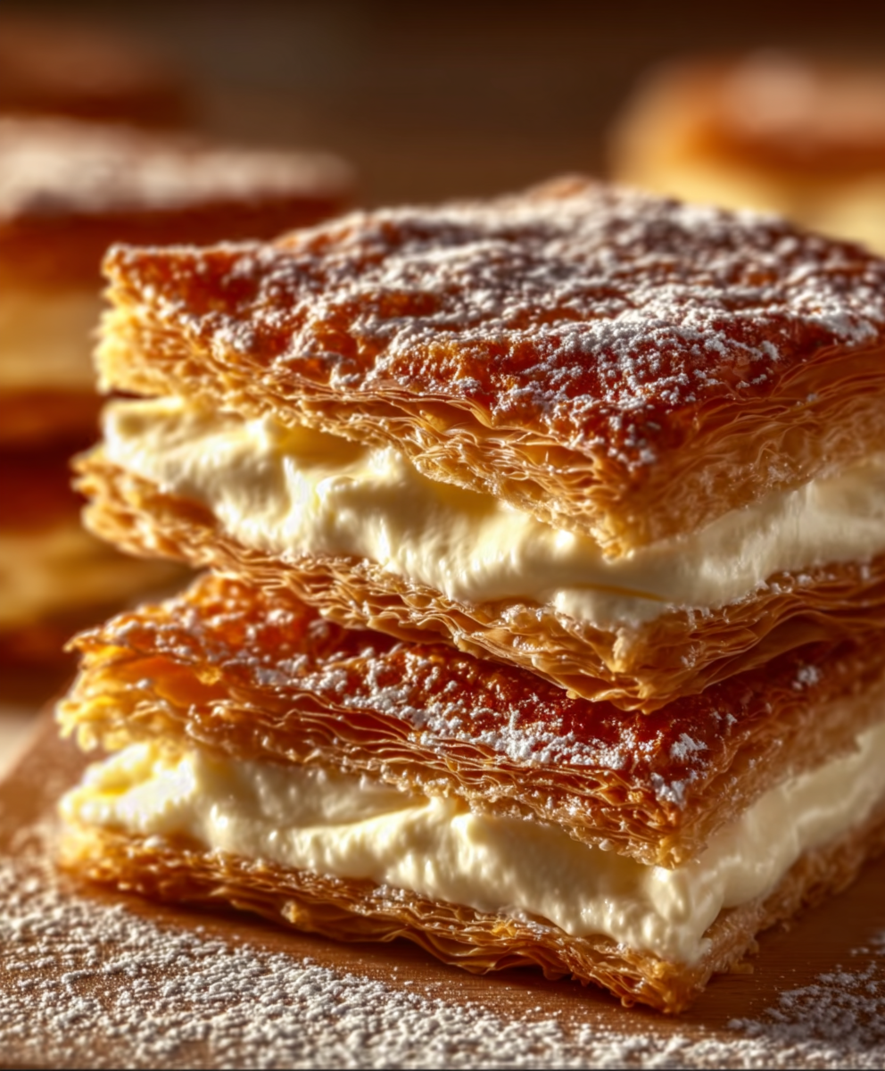 Crispy Cream-Filled Pastry Squares