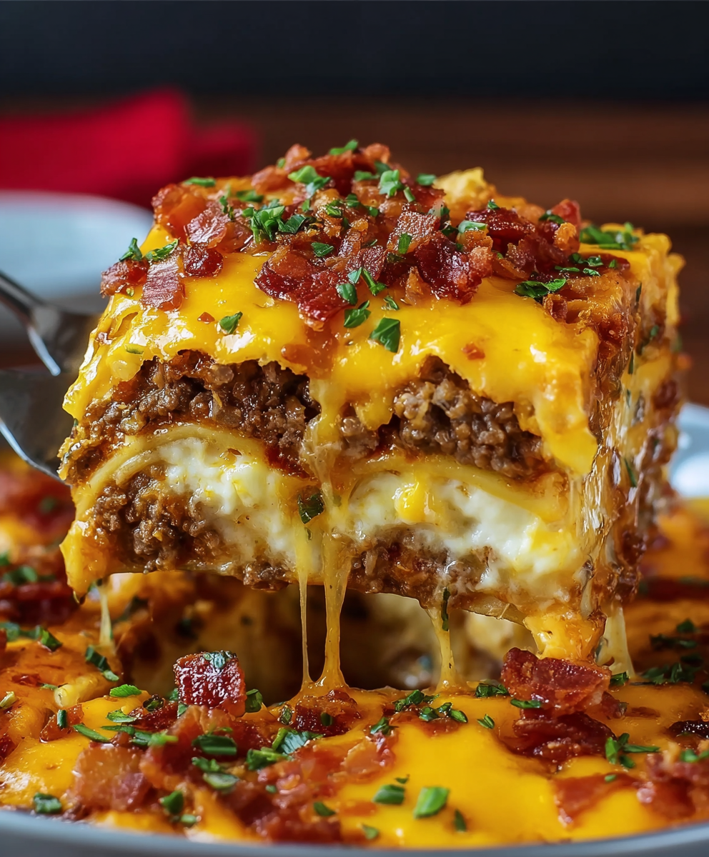 Bacon Cheeseburger Sheet Pan Lasagna