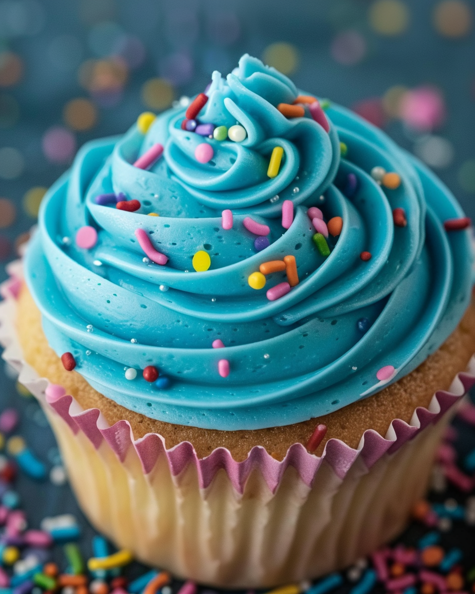 Blue Vanilla Buttercream Cupcakes
