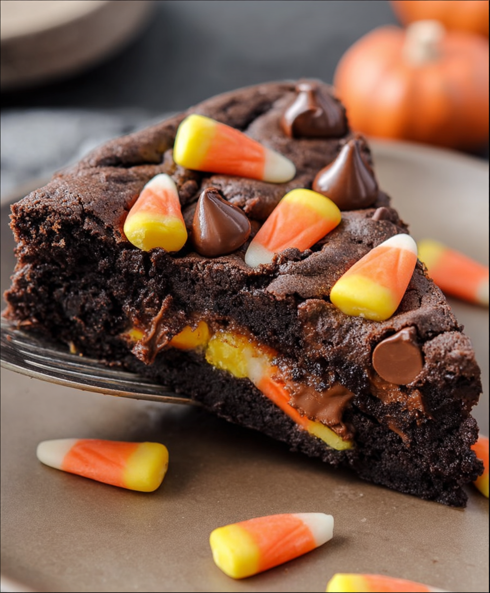 Candy Corn Chocolate Chip Cookie Cake