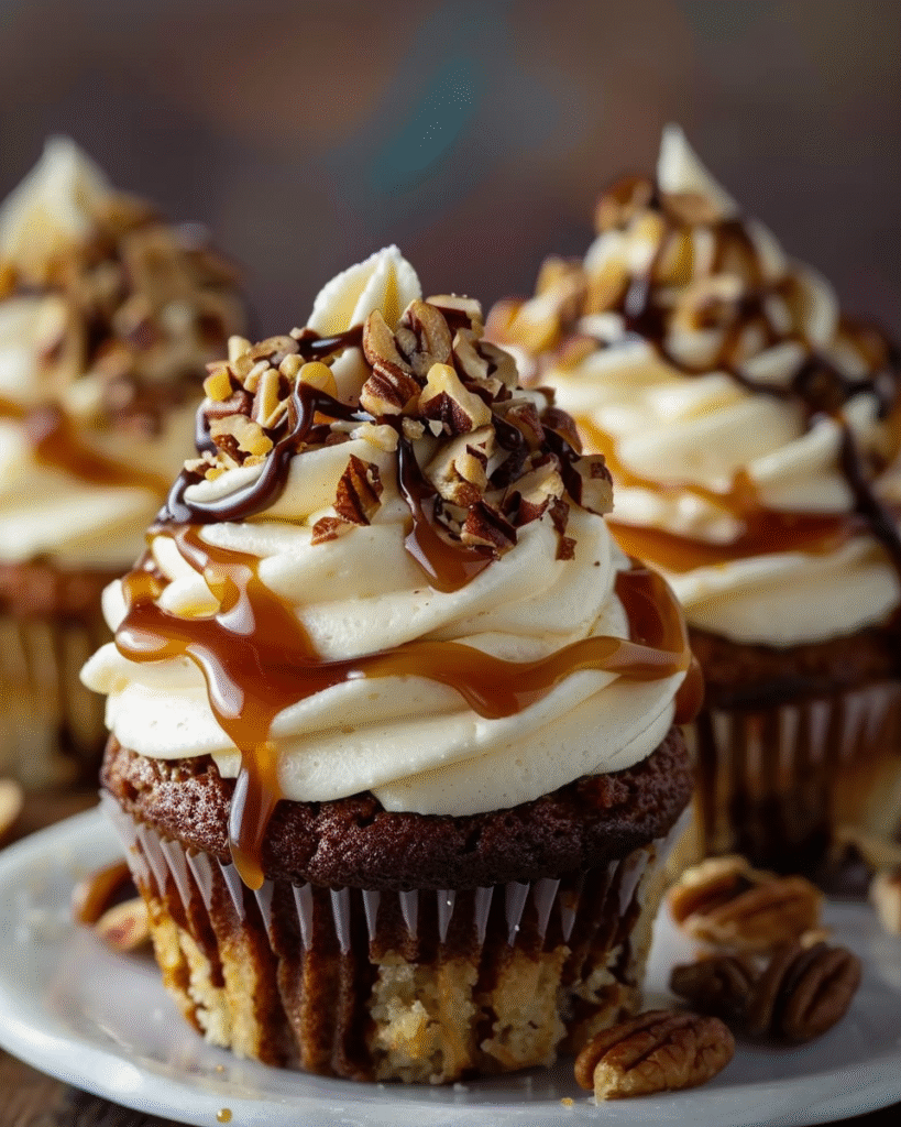 Caramel Pecan Swirl Cupcakes