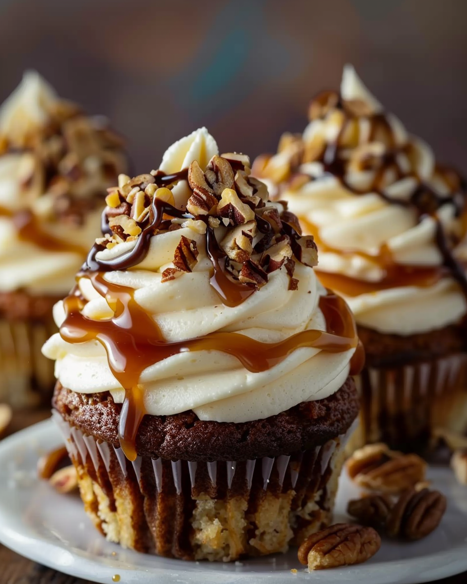 Caramel Pecan Swirl Cupcakes