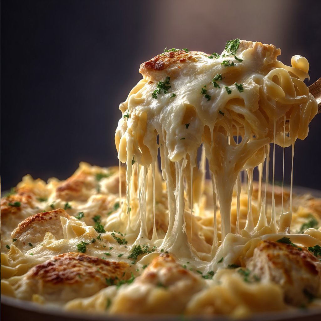 Cheesy Baked Chicken Alfredo Pasta