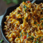 Cheesy Beef Macaroni Skillet