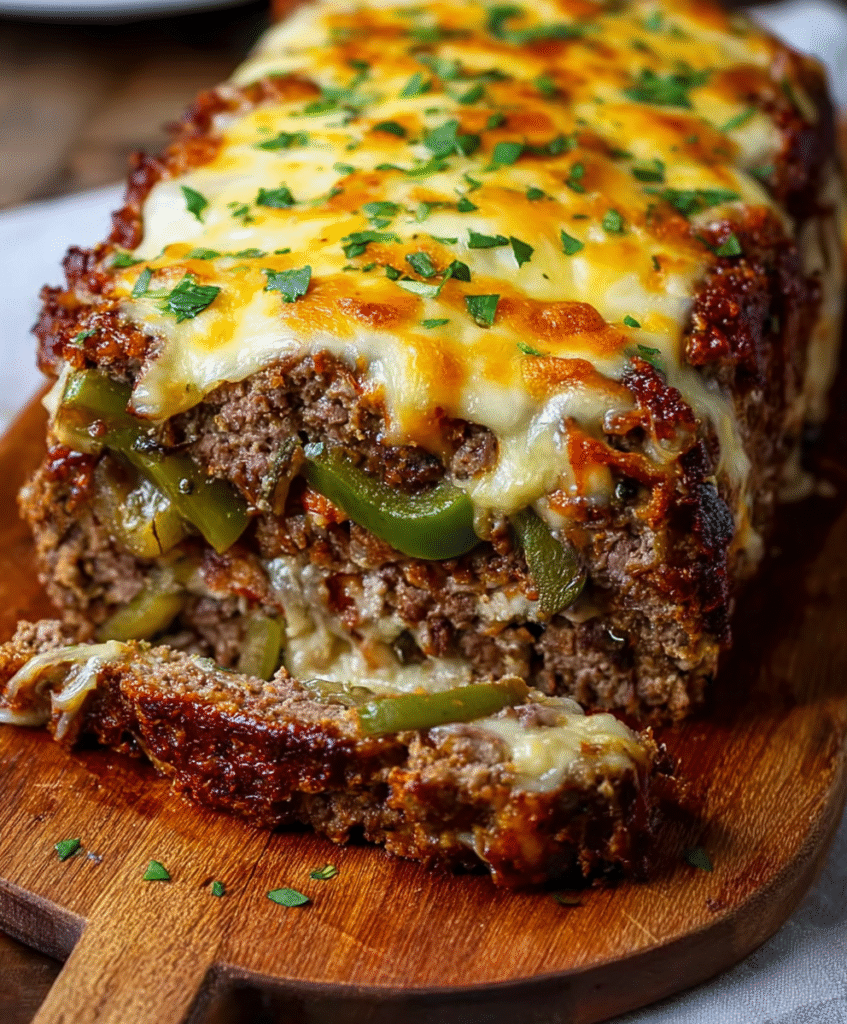 Cheesy Philly Steak Stuffed Meatloaf