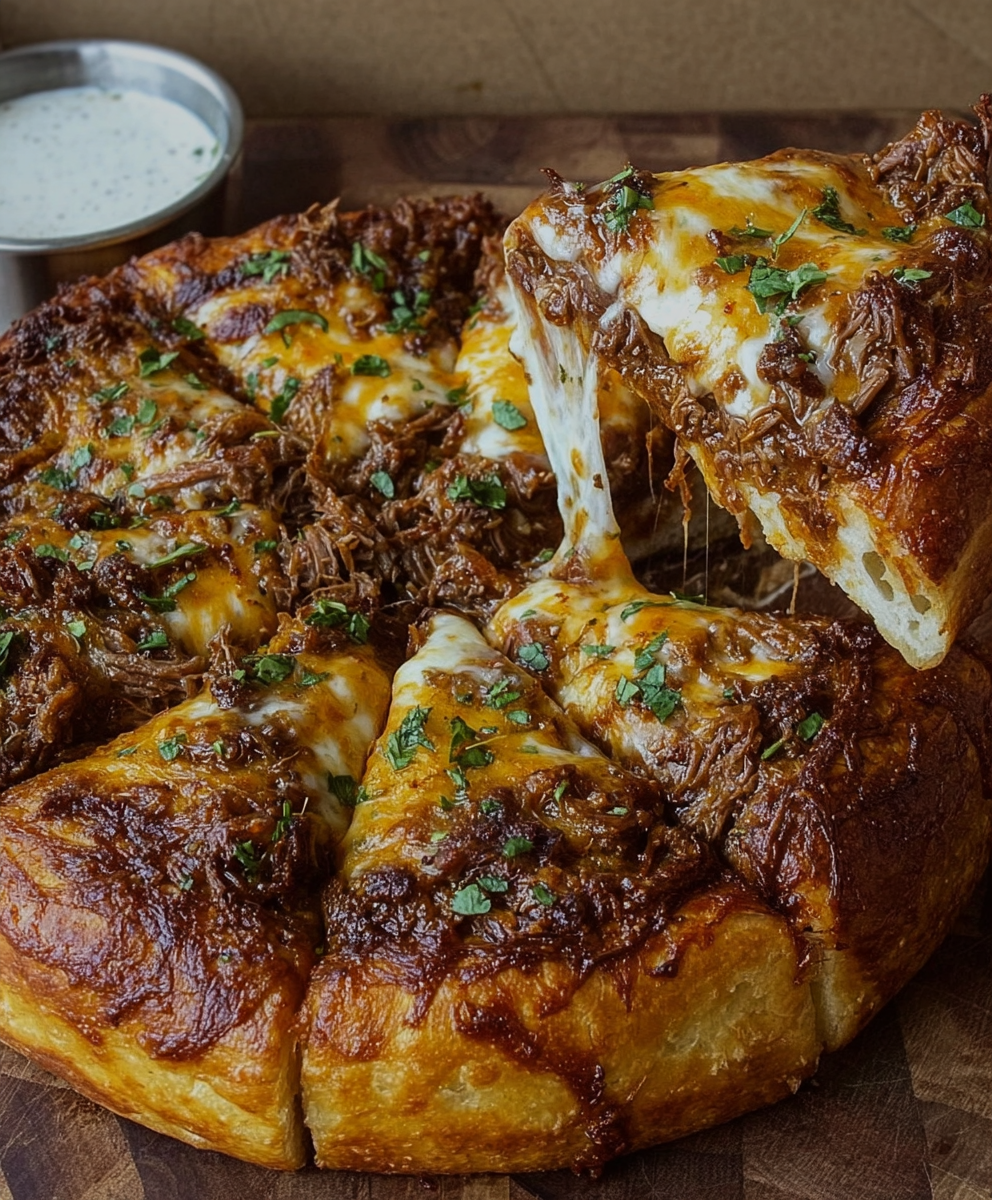 Cheesy Stuffed Birria Pizza