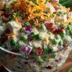 Creamy Bacon Pea Salad with Cheddar Cubes