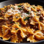 Creamy Bowtie Pasta with Ground Beef