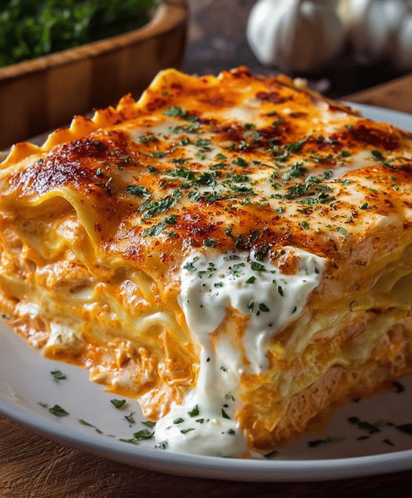 Creamy Buffalo Chicken Lasagna