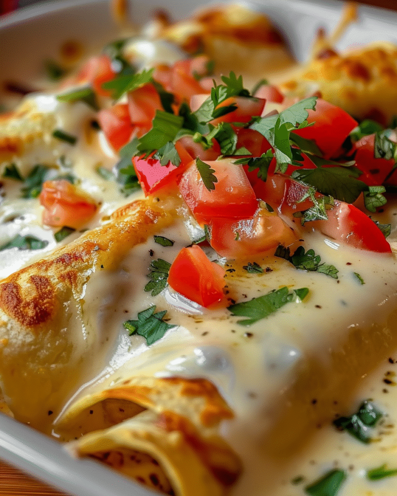 Creamy Chicken Enchiladas with White Sauce