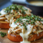 Creamy Garlic Chicken Sandwich Melts