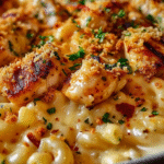Crispy Garlic Chicken Mac & Cheese