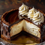 Decadent Chocolate Ganache Cheesecake with Whipped Cream