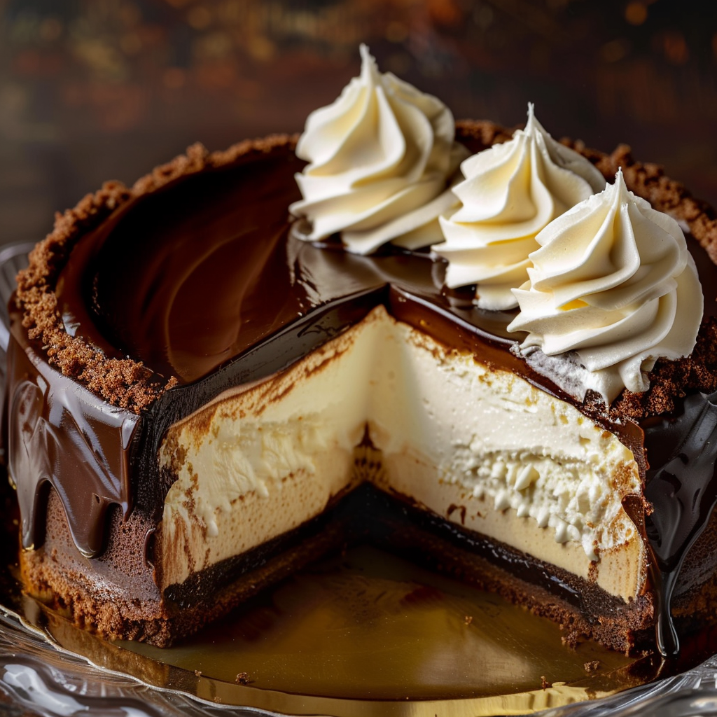 Decadent Chocolate Ganache Cheesecake with Whipped Cream