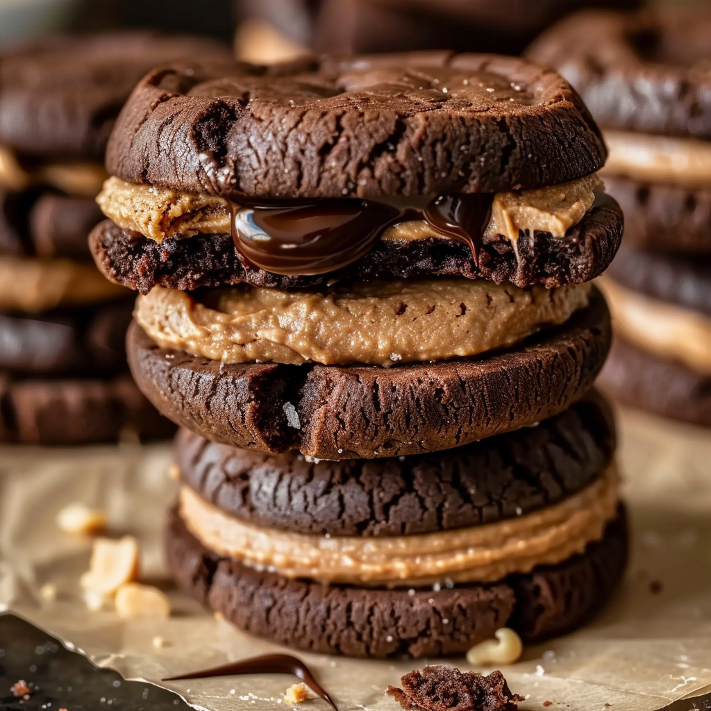 Double Chocolate Peanut Butter Cookie Sandwiches
