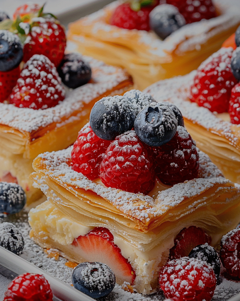 Flaky Berry Custard Pastry Squares