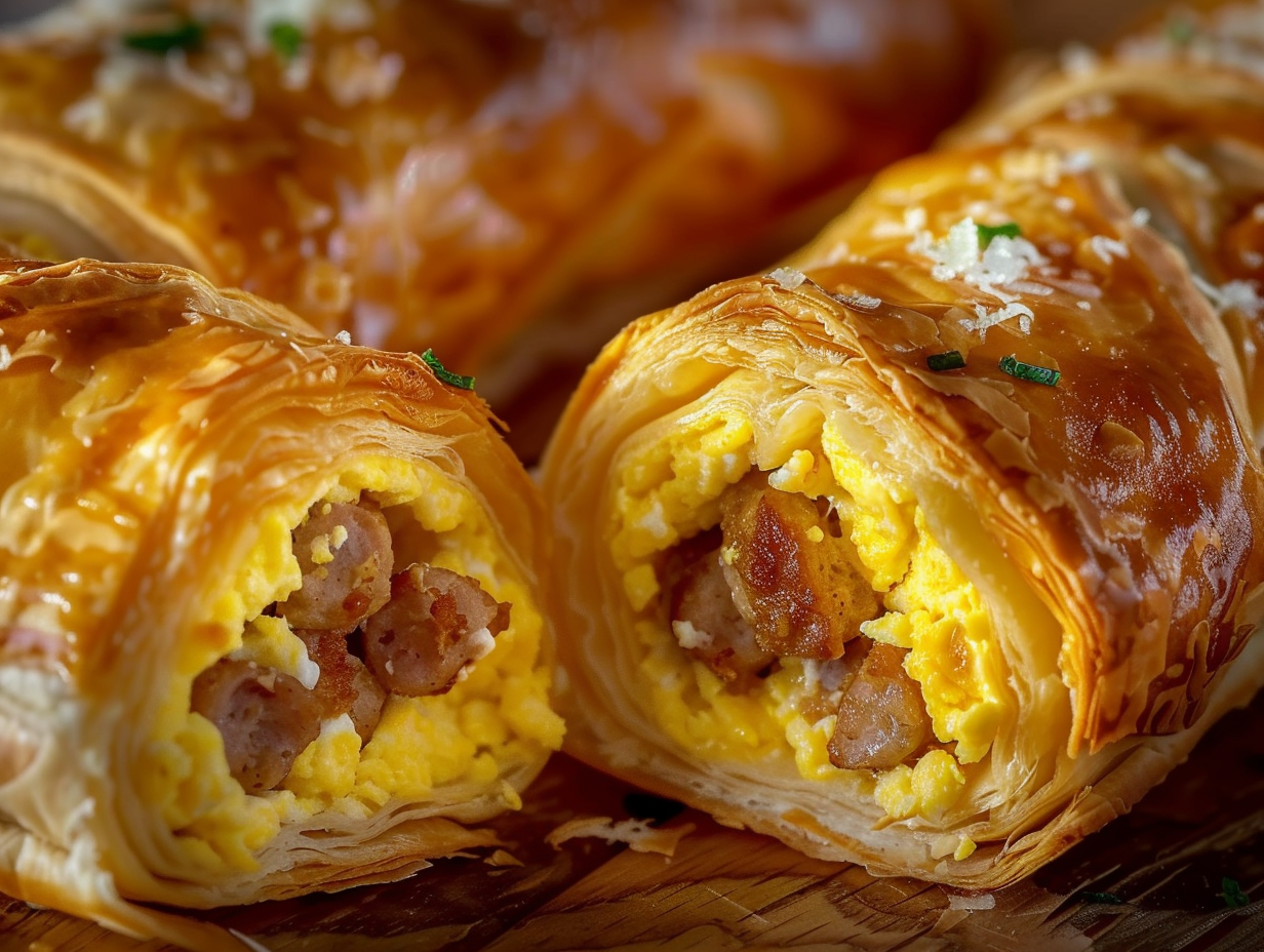 Flaky Breakfast Sausage & Egg Pastry Rolls