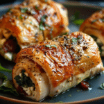 Golden Chicken Roll-Ups with Spinach, Feta & Sundried Tomato