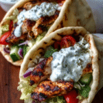 Grilled Chicken Gyros with Creamy Tzatziki Sauce
