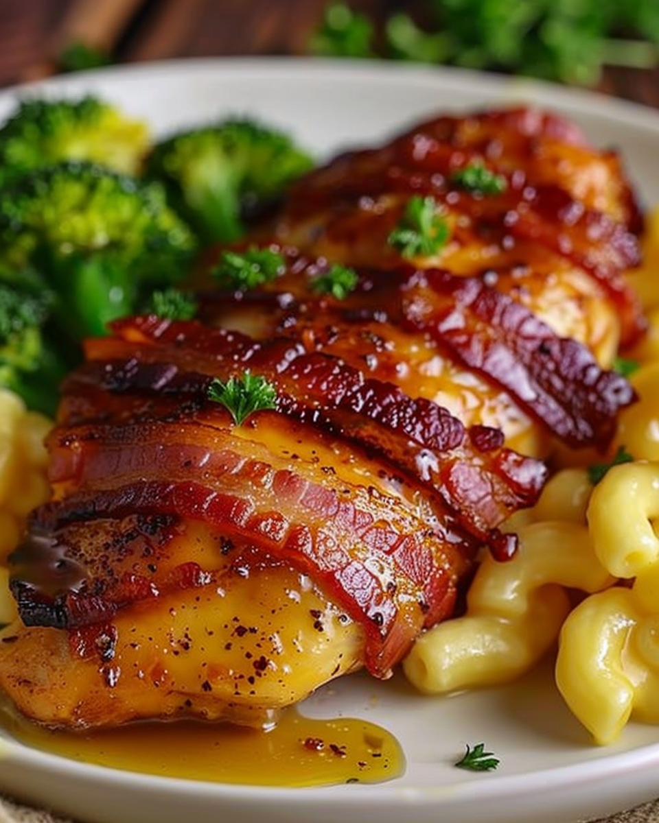 Honey Garlic Glazed Bacon-Wrapped Chicken