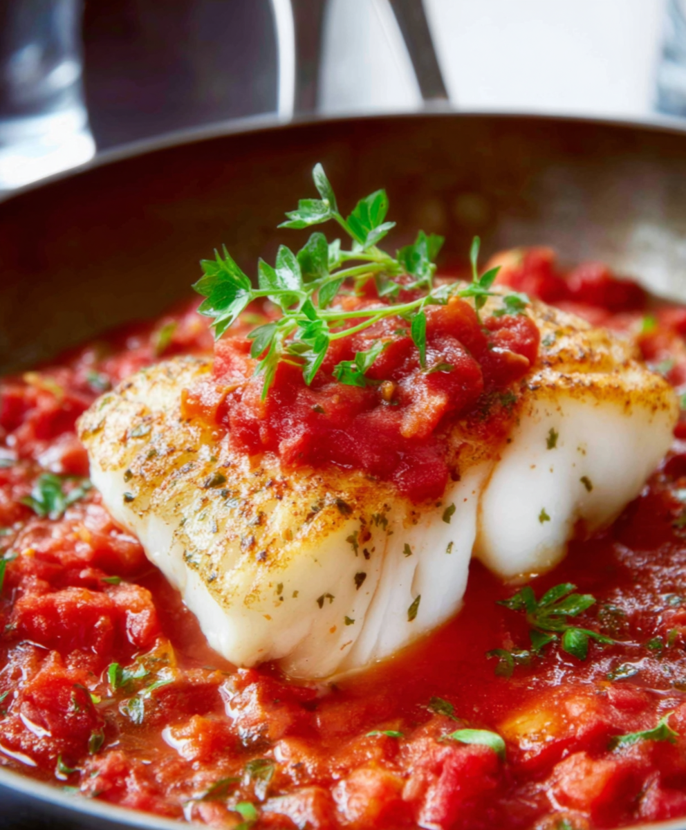 Italian Baked Cod in Tomato Herb Sauce
