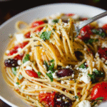 Mediterranean Spaghetti with Feta & Olives