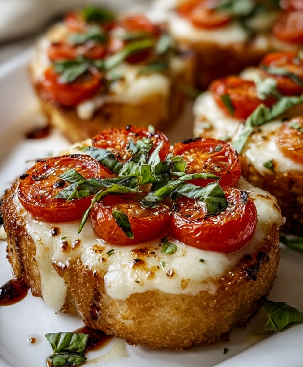 Mini Caprese Garlic Bread Melts
