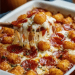 Pepperoni Pizza Tater Tot Casserole