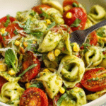 Pesto Tortellini Salad with Cherry Tomatoes & Corn