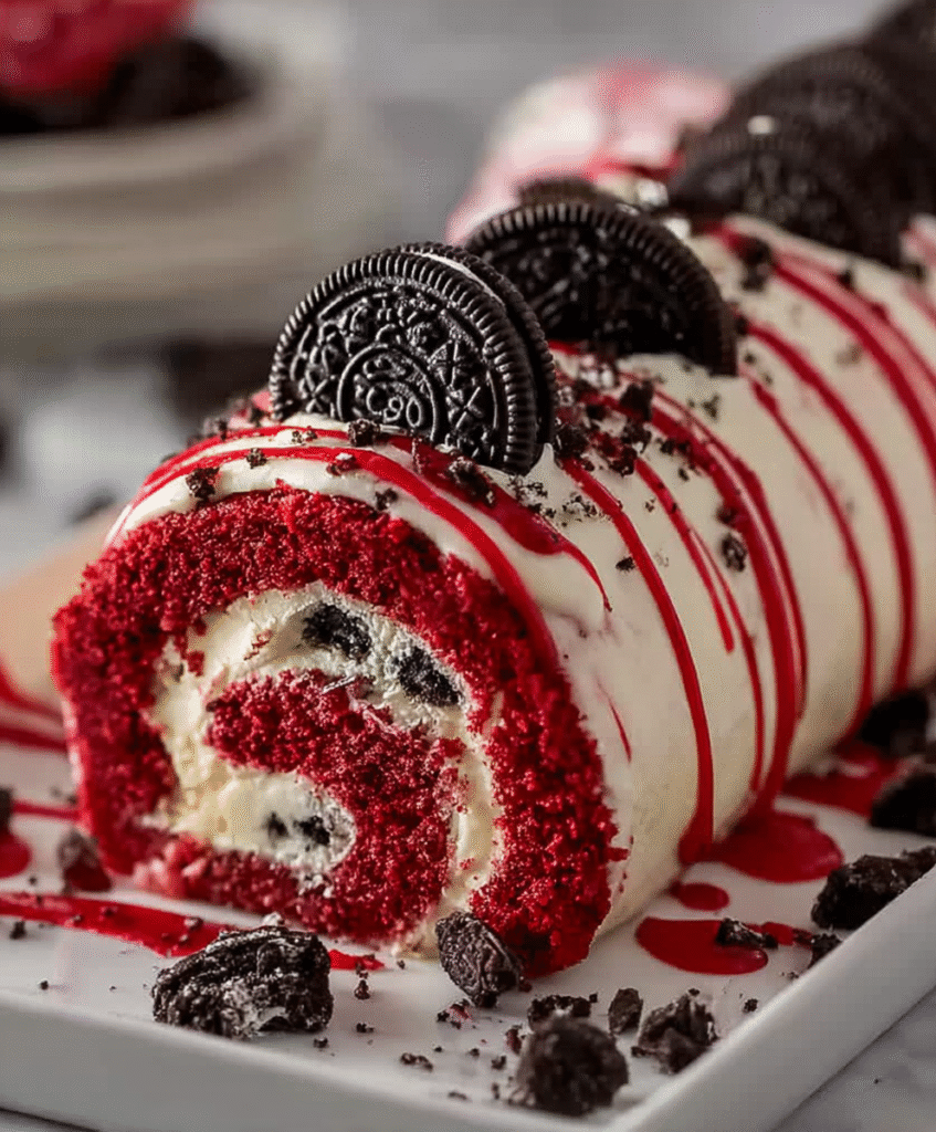 Red Velvet Oreo Roll Cake