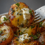 Roasted Potatoes with Garlic & Baked Feta