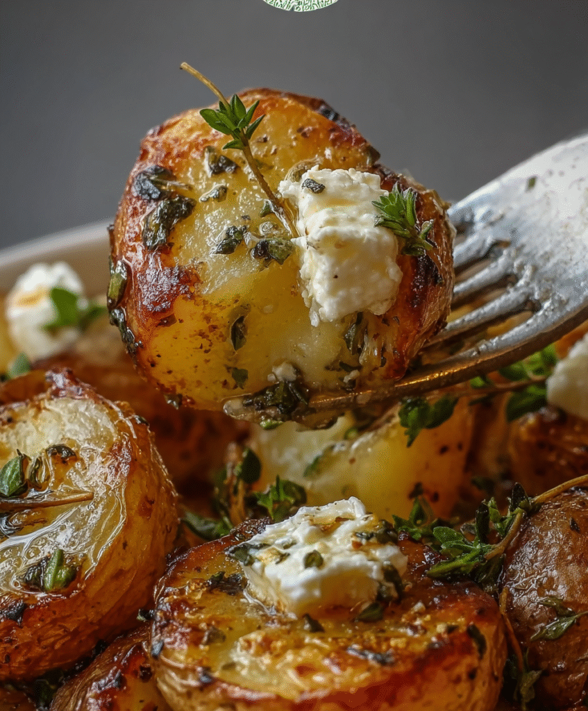 Roasted Potatoes with Garlic & Baked Feta