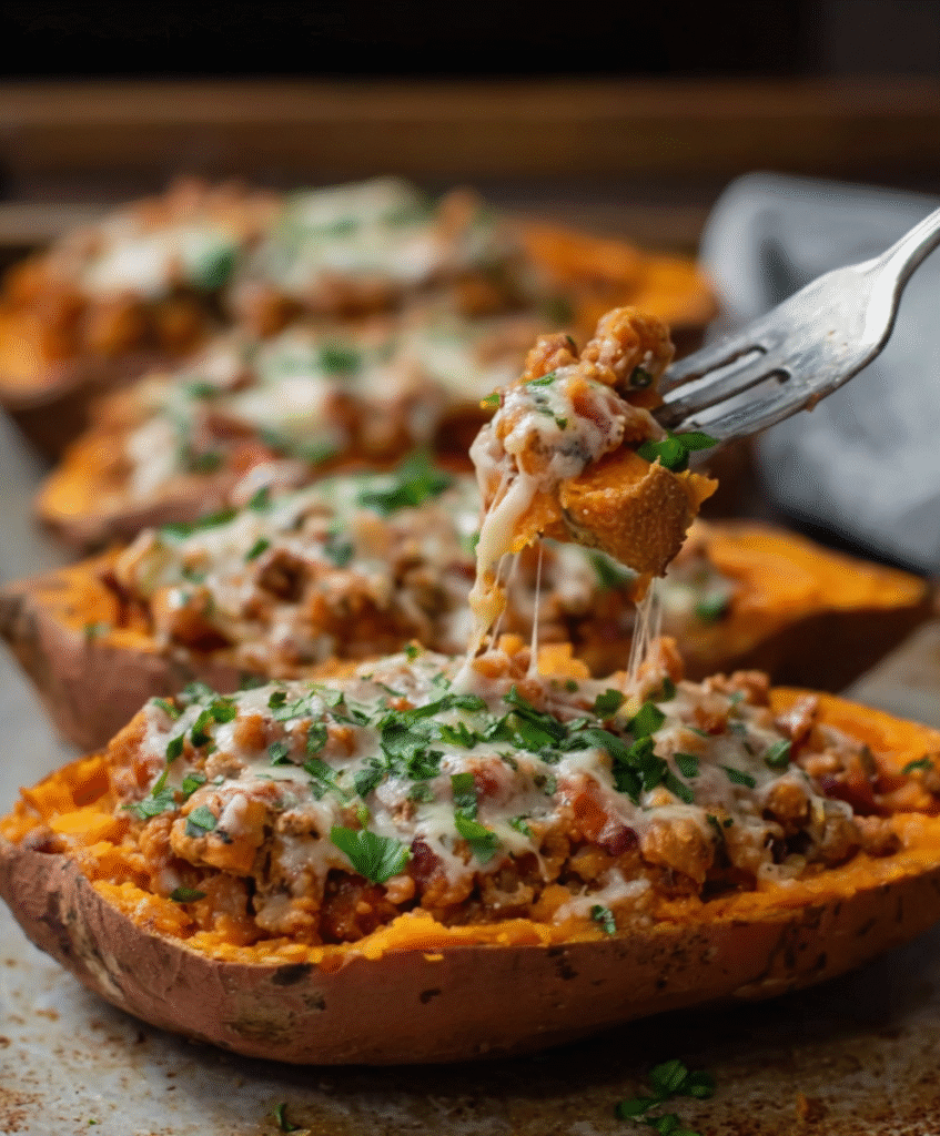 Savory Turkey-Stuffed Sweet Potatoes