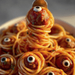 Spooky Eyeball Spaghetti & Meatballs