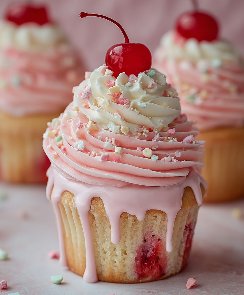 Strawberry Milkshake Cupcakes