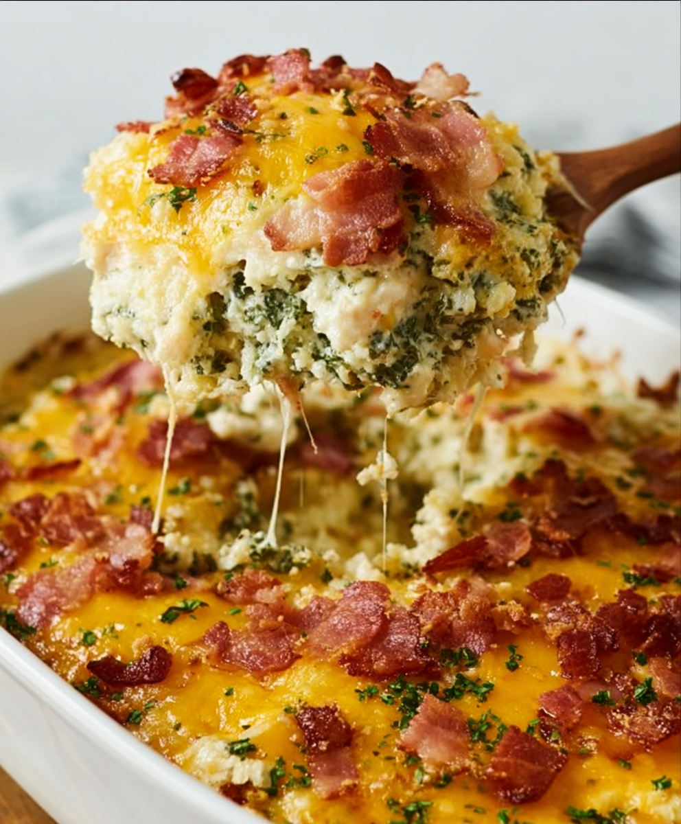 The Best Chicken Bacon Ranch Casserole