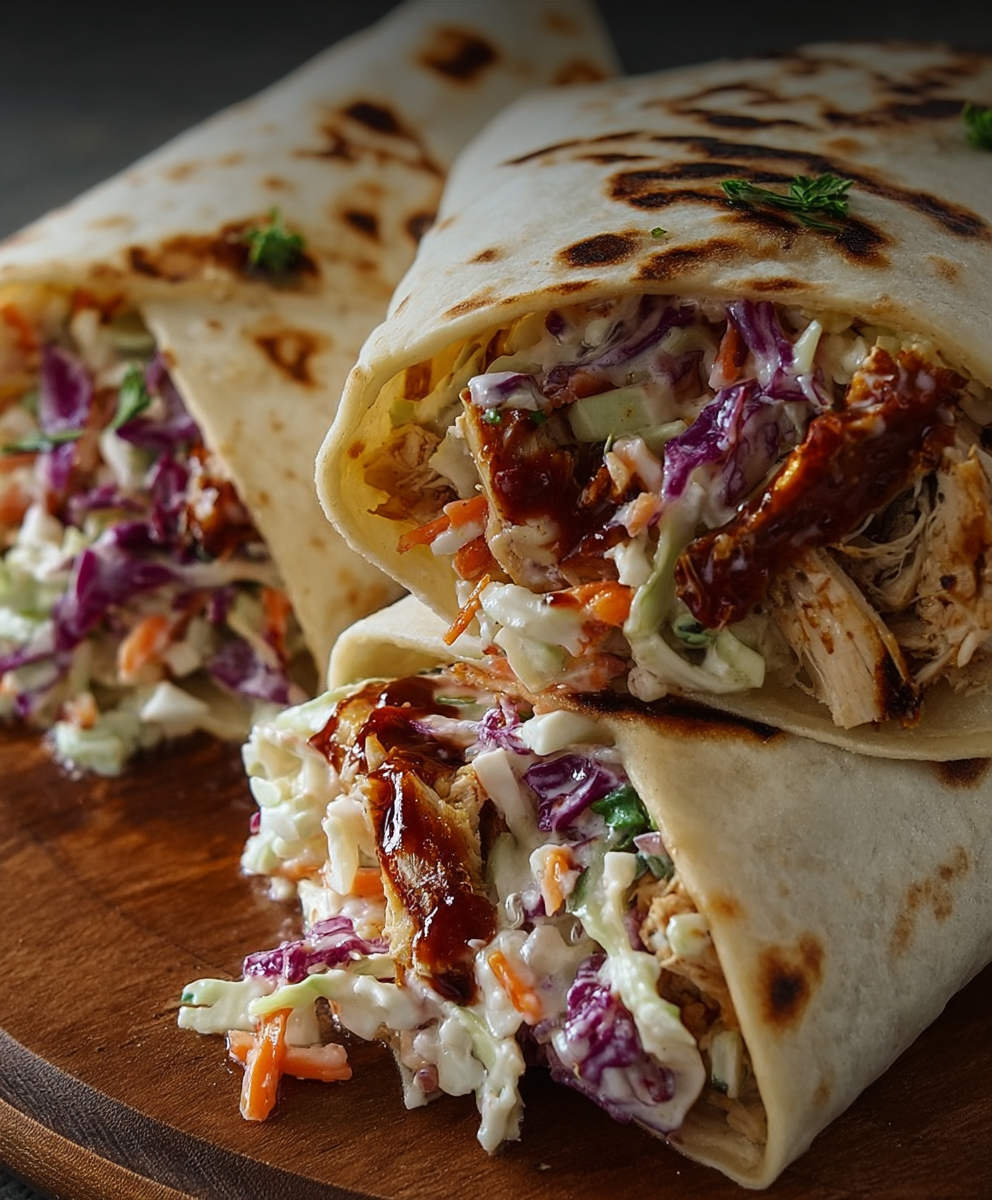 BBQ Chicken Coleslaw Wraps