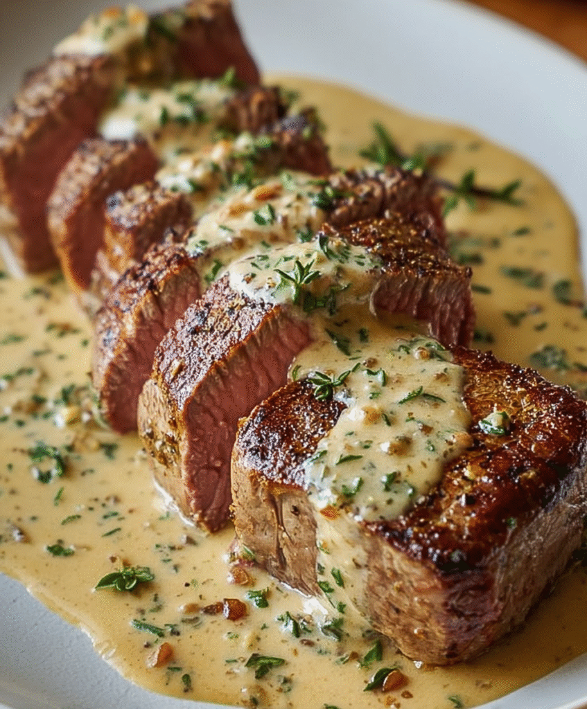 Beef Tenderloin with Dijon Cream Sauce