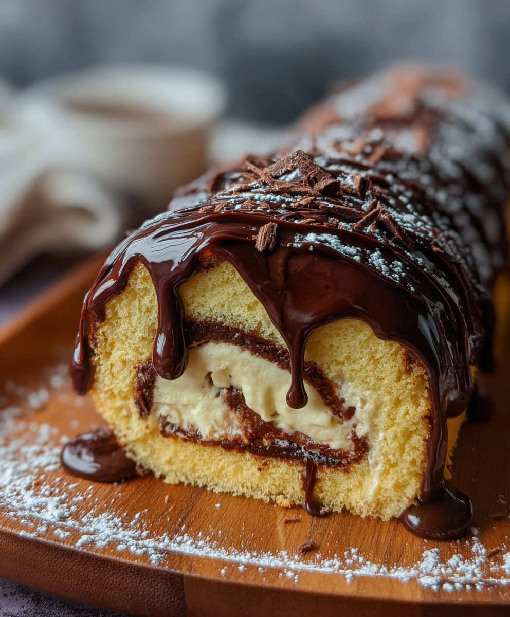 Boston Cream Pie Swiss Roll