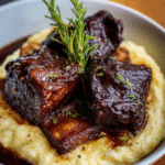 Braised Short Ribs with Red Wine & Garlic Mash