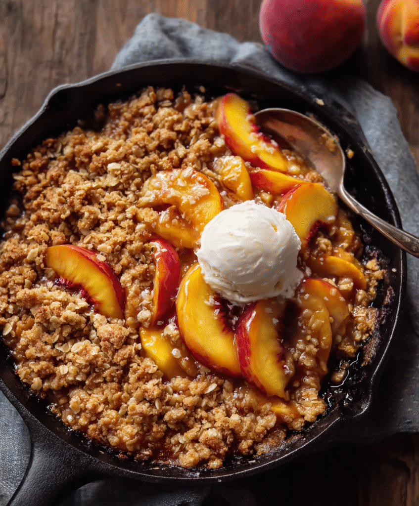 Brown Butter Peach Skillet Crisp