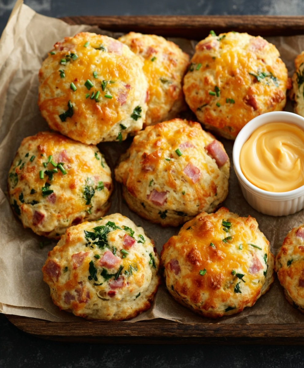 Cheddar-Ham Power Breakfast Biscuits