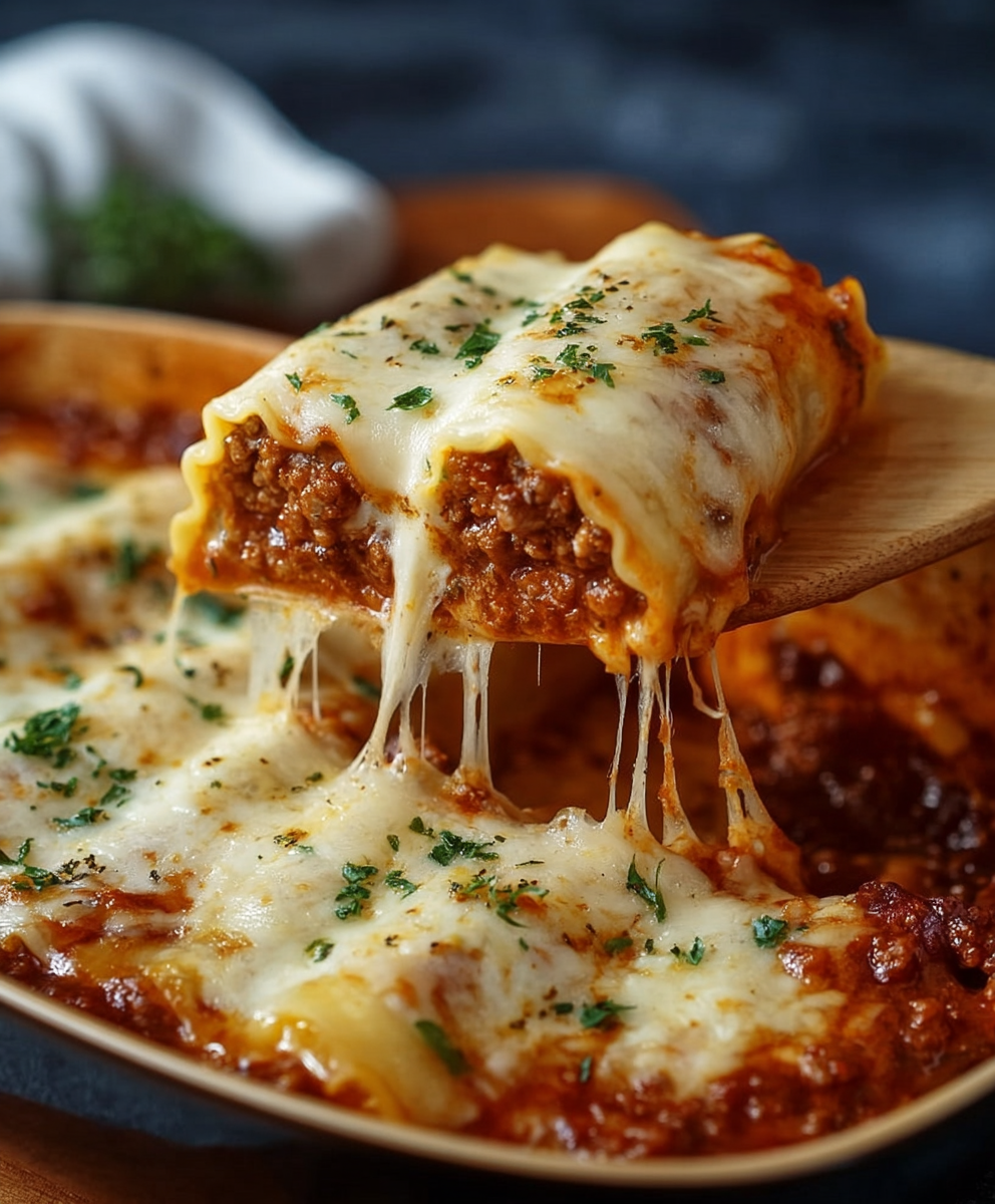 Cheesy Beef Lasagna Rolls