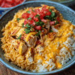 Cheesy Crockpot Queso Chicken & Rice