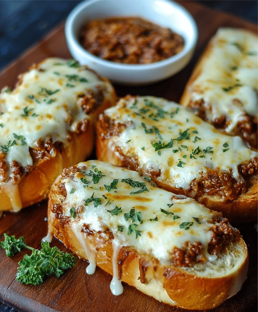 Cheesy Garlic Bread Sloppy Joe Melts