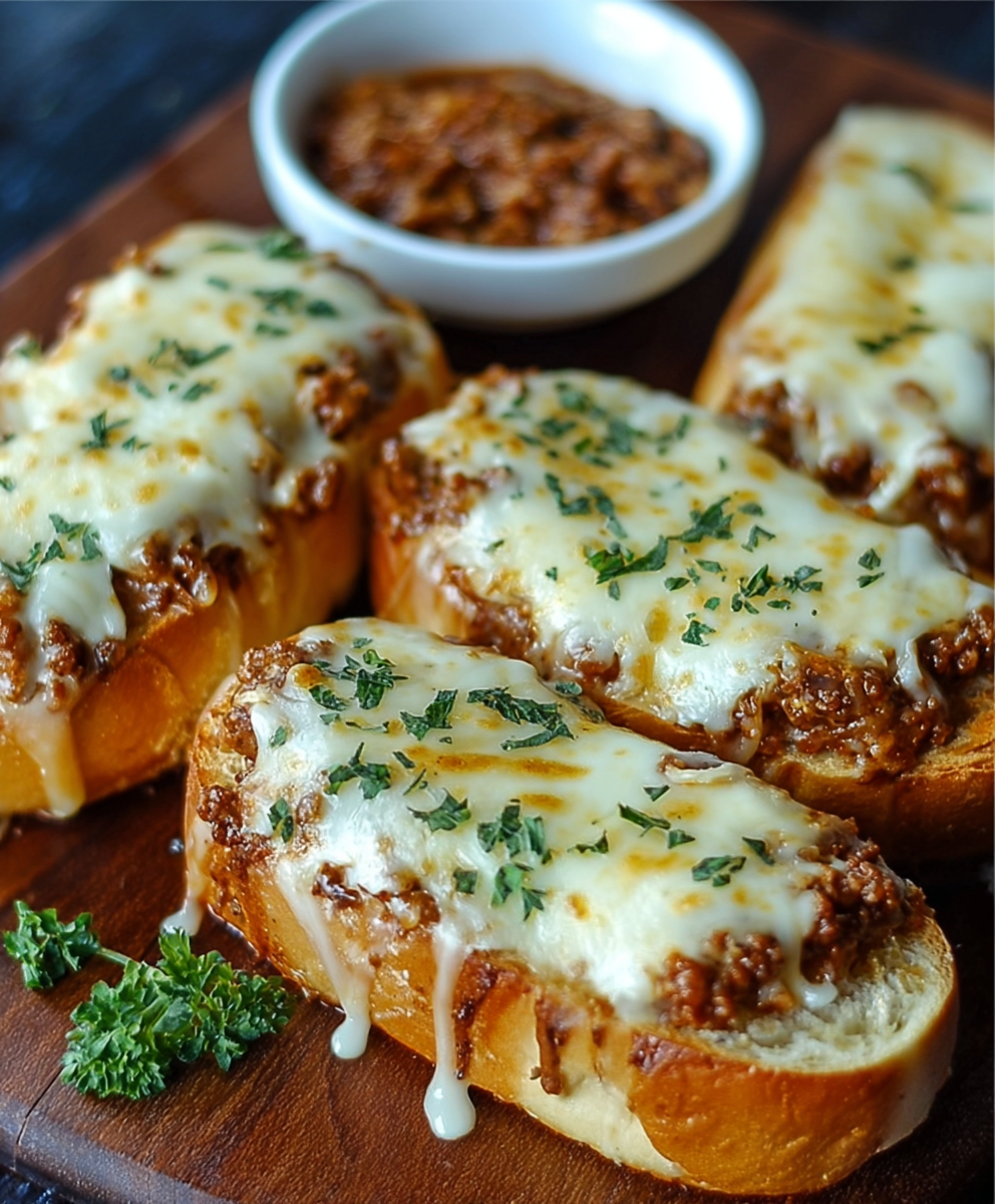 Cheesy Garlic Bread Sloppy Joe Melts