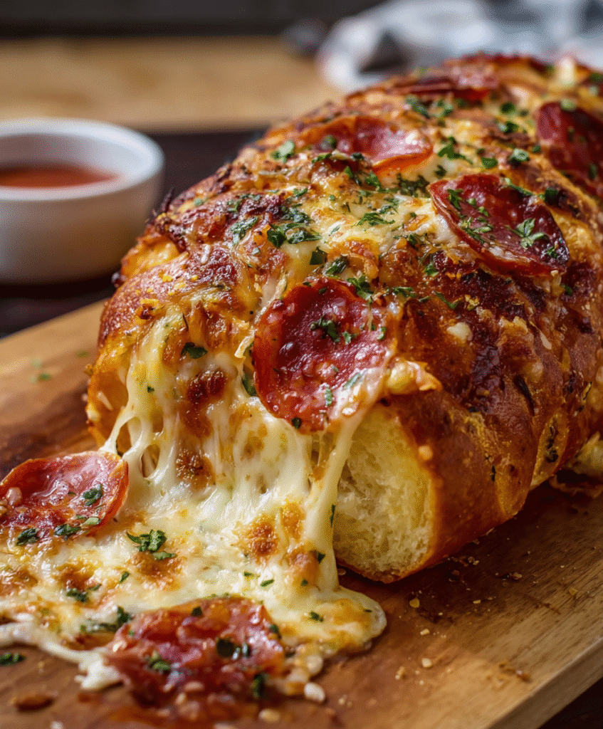 Cheesy Pepperoni Garlic Bread Roll