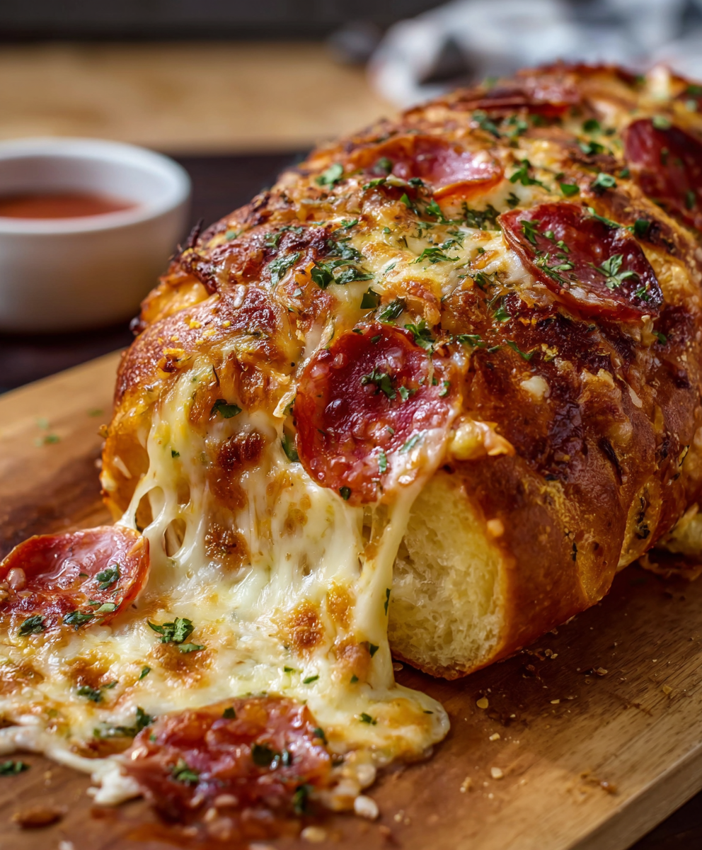 Cheesy Pepperoni Garlic Bread Roll