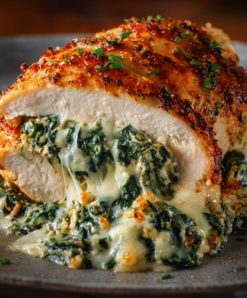 Cheesy Spinach-Stuffed Chicken Breasts