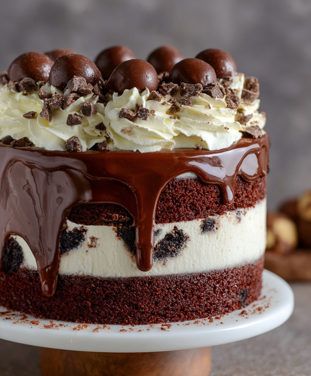Chocolate Fudge Cookie Dough Layer Cake